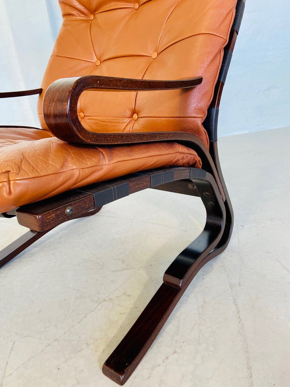695.0 Vintage Mid Century Scandinavian (Oddvin Rykken)  Cognac Leather  Chair 1960s photo