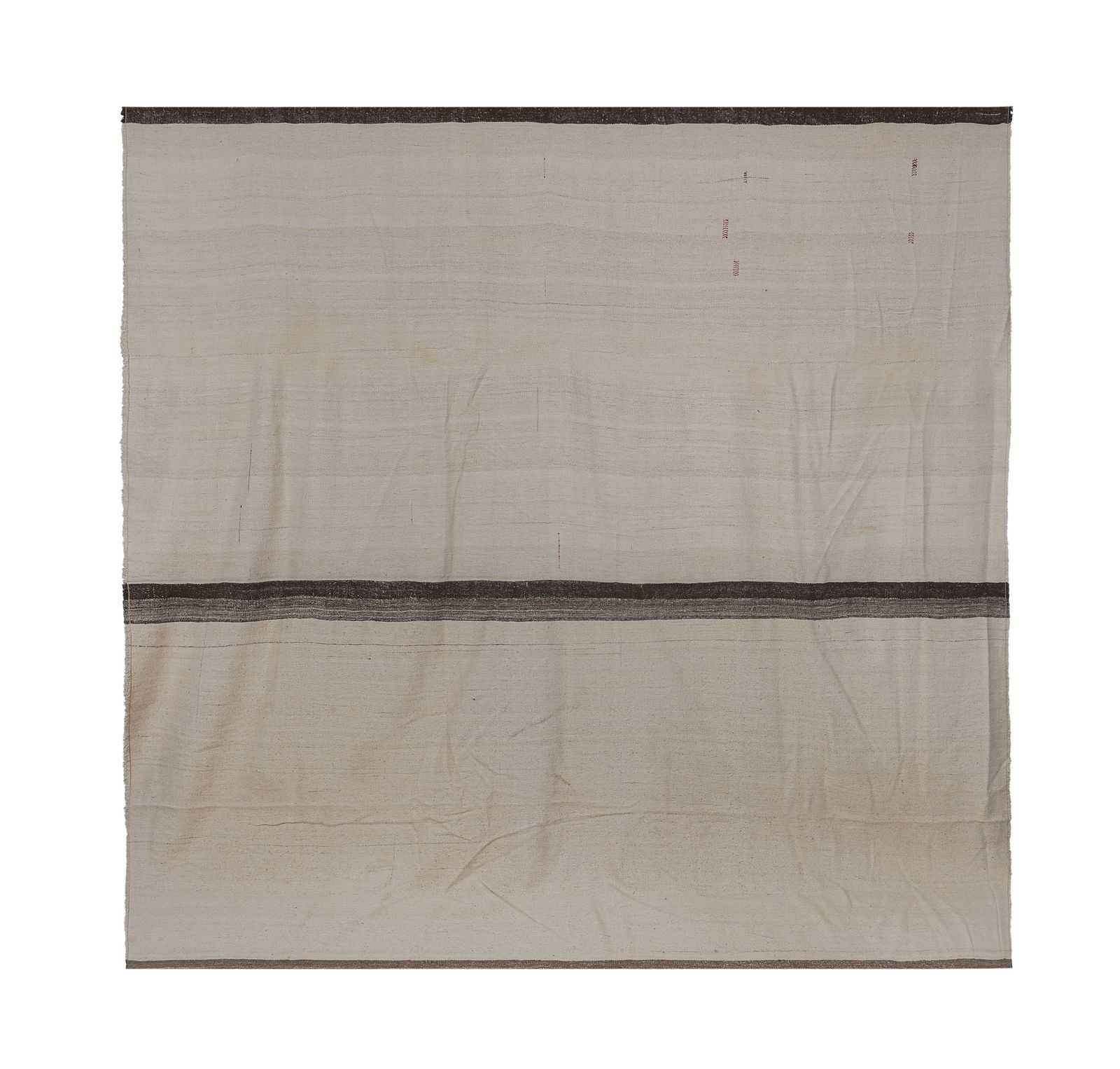 White Vintage Modern Turkish Hemp Kilim Rug 11'6'' X 11'5''