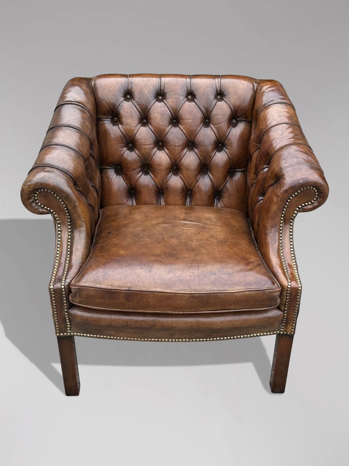 19th Century Brown Leather Club Armchair photo Furniture
