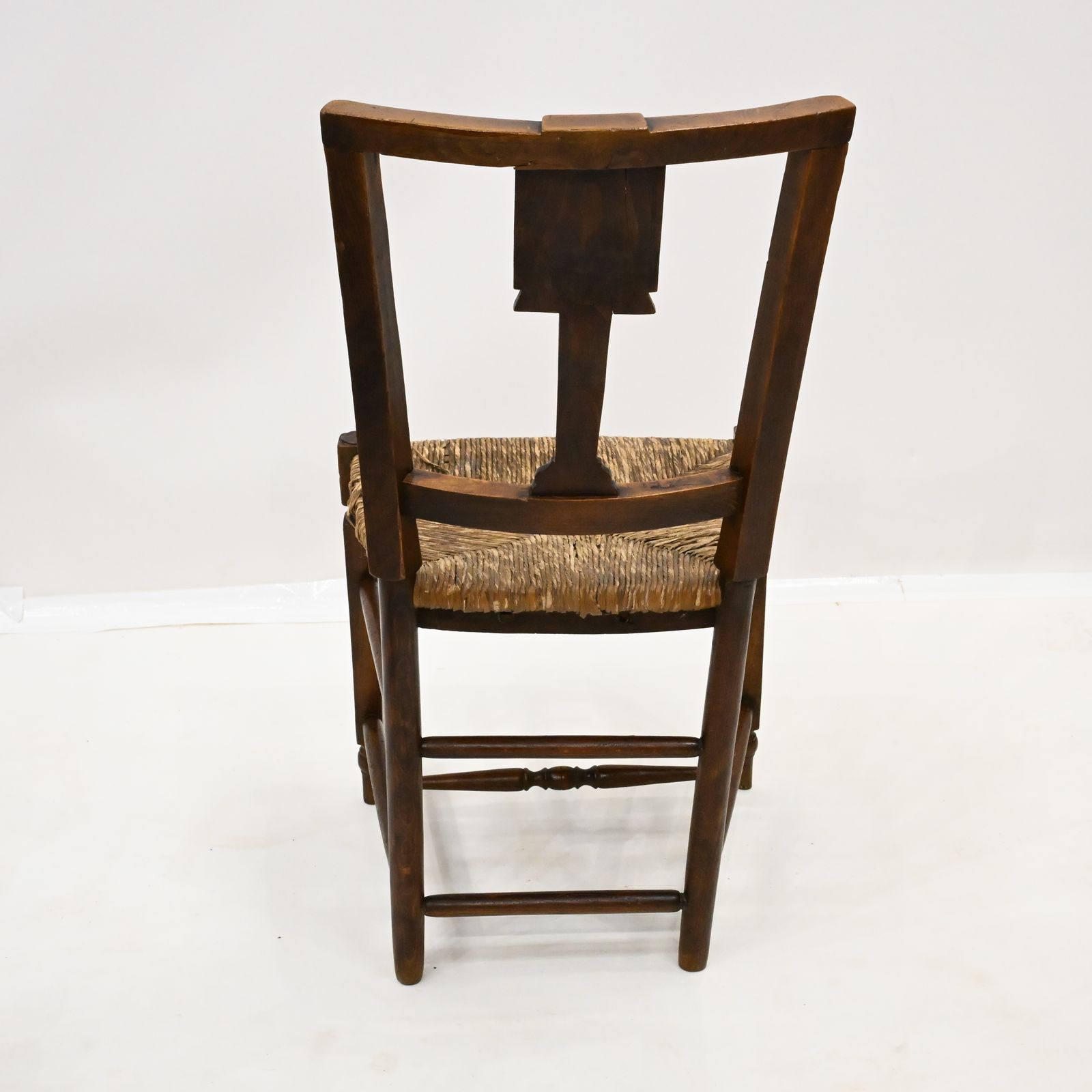 photo for sale Set Of 7 Georgian Dining Chairs With Rush Seats Back Carvings Free Uk Delivery