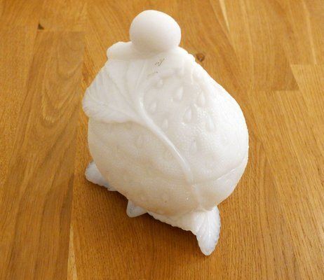 photo furniture Early 20th Century Strawberry & Snail Sugar Pot In Opaline Glass From Portieux, 1890s