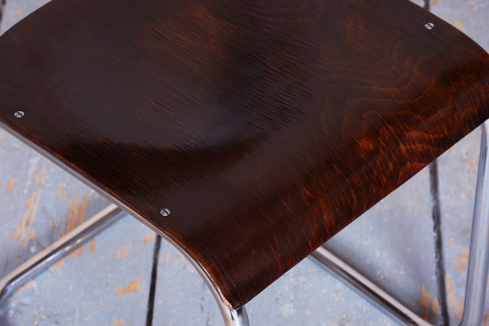 450.0 Restored Bauhaus Chair, By Mart Stam For R. Slezak, Beech, Chrome, Czech, 1920s photo