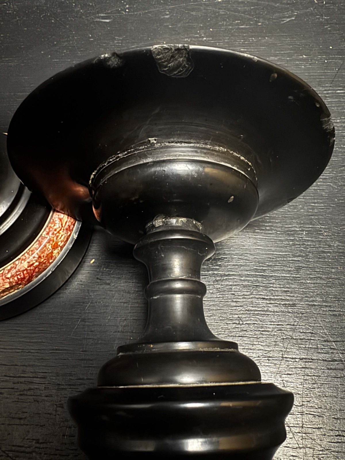photo for sale Mid 1800s Pair Of French Turned Black Marble Candle Sticks