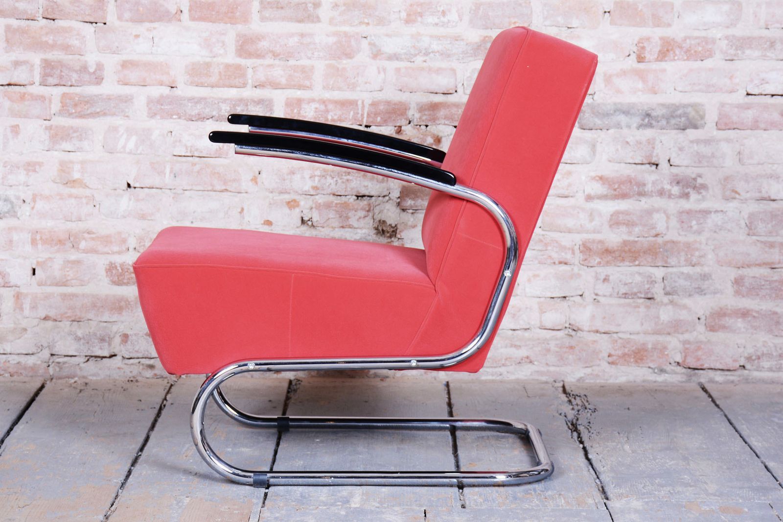 Restored Bauhaus Armchair, By W. Gispen, Mücke Melder, Chrome, Czech, 1930s photo furniture