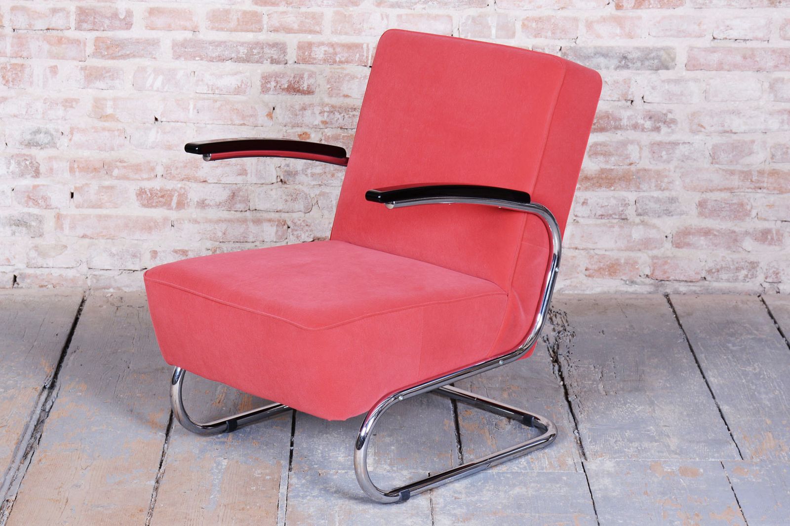 Restored Bauhaus Armchair, By W. Gispen, Mücke Melder, Chrome, Czech, 1930s photo 1350.0
