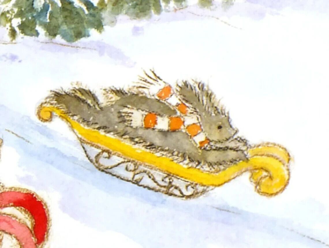 Cute Animal Sledge Race  Illustration Original Watercolour Painting Andi J Lucas photo for sale