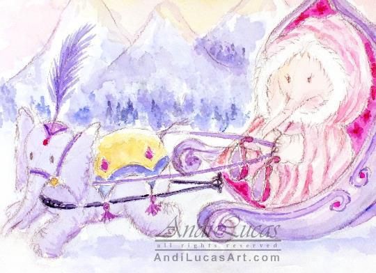 Elephant Snow Queen Illustration Cute Original Watercolour Painting Andi J Lucas photo furniture