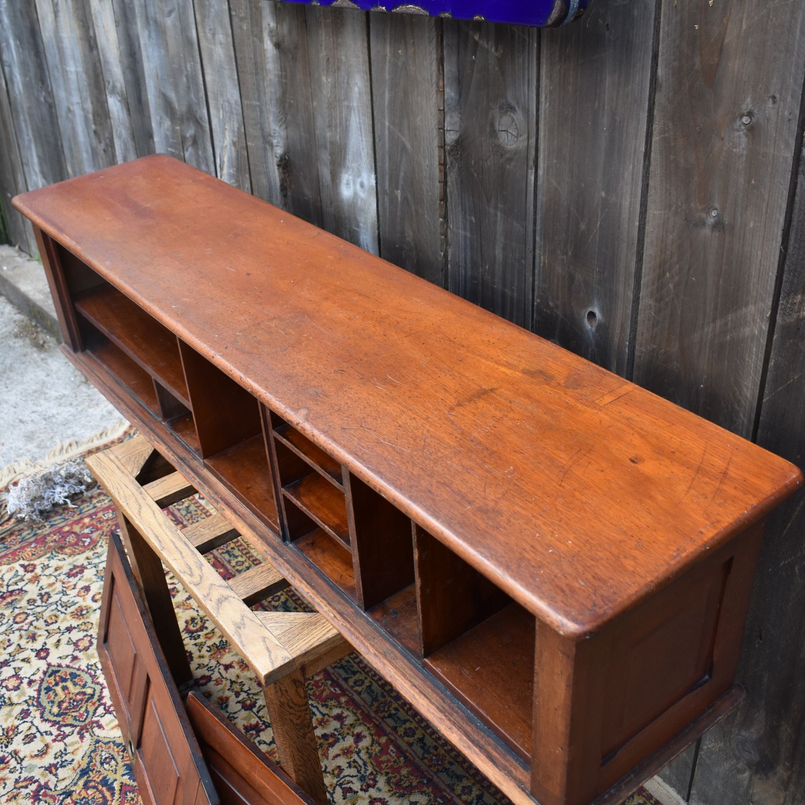 photo vinterior Antique Mahogany Campaign Filing Cabinet Panelled Removal Doors Pigeon Holes