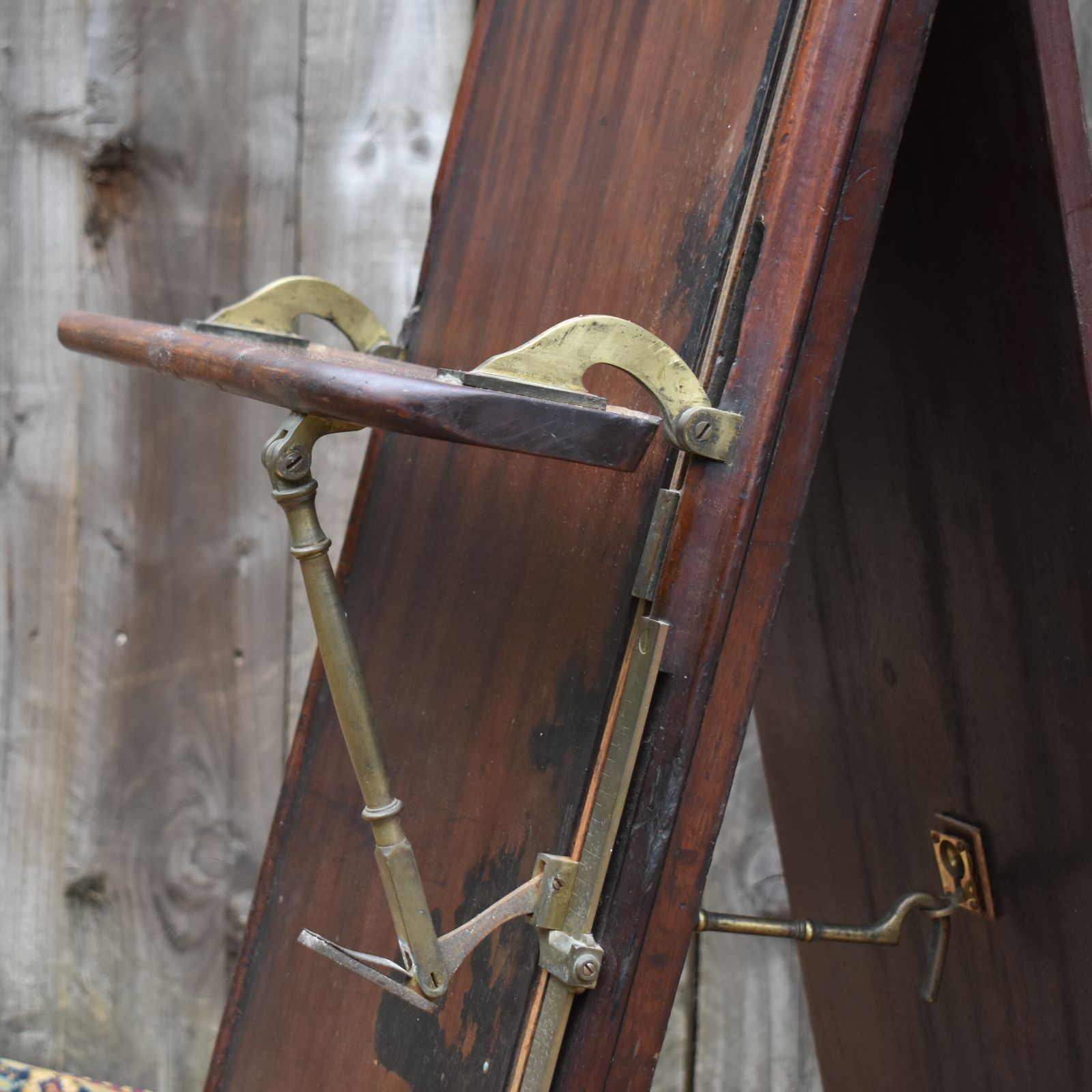 Antique Rare Victorian Mahogany Brass Folding Campaign Artists Seat photo vinterior
