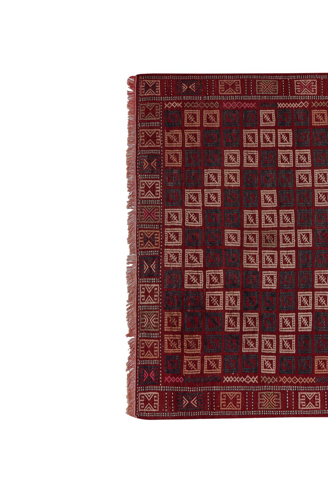 Mid Century Jajim Kilim Rug With Tribal Borders 4'9'' X 6'9'' photo 625.0