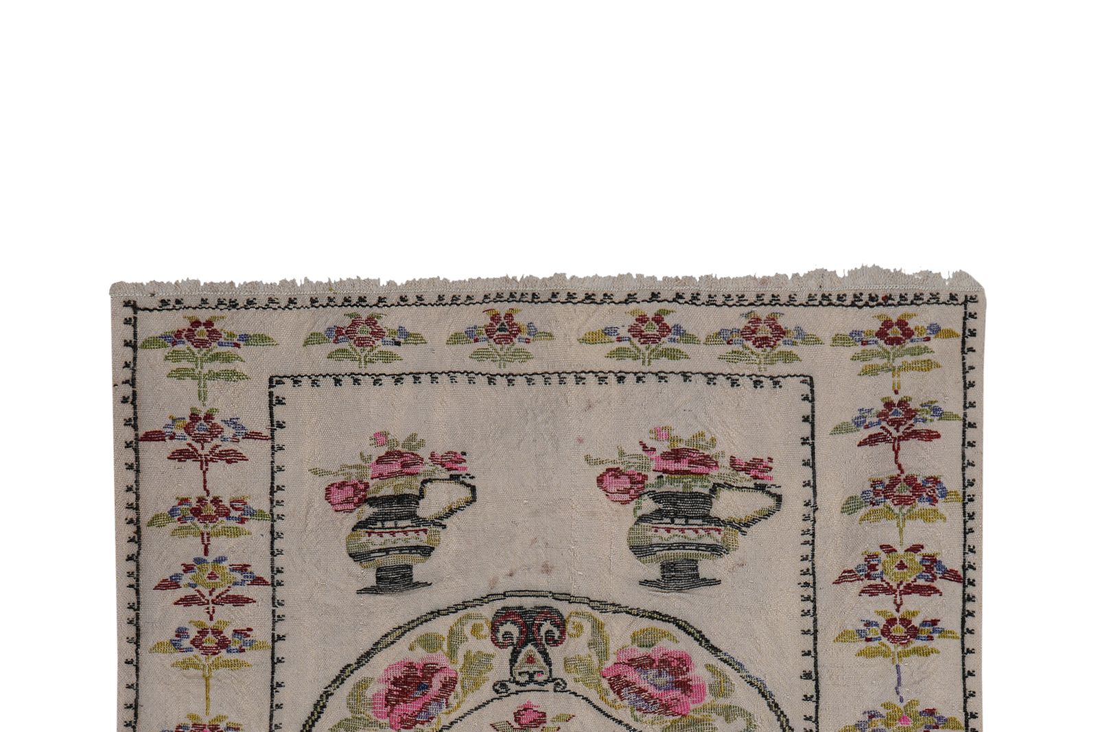 Vintage Aubusson Floral Turkish Kilim Rug 2'9'' X 3'4'' photo for sale