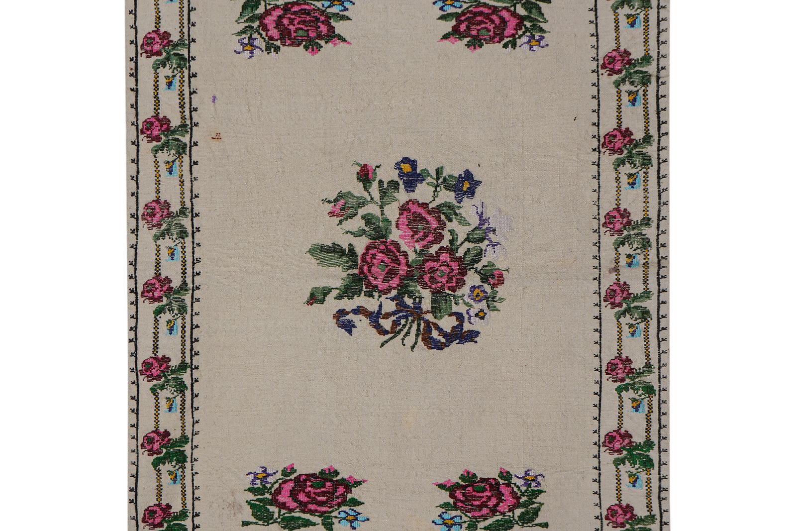 Turkish Aubusson Floral Turkish Kilim Rug 3'1'' X 4'4'' photo buy