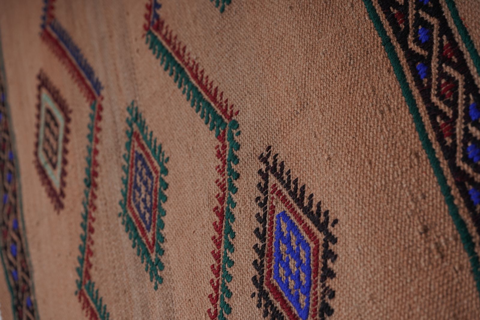 Turkish Jajim Runner With Faded Tribal Motifs 1'7'' X 12'6'' photo for sale