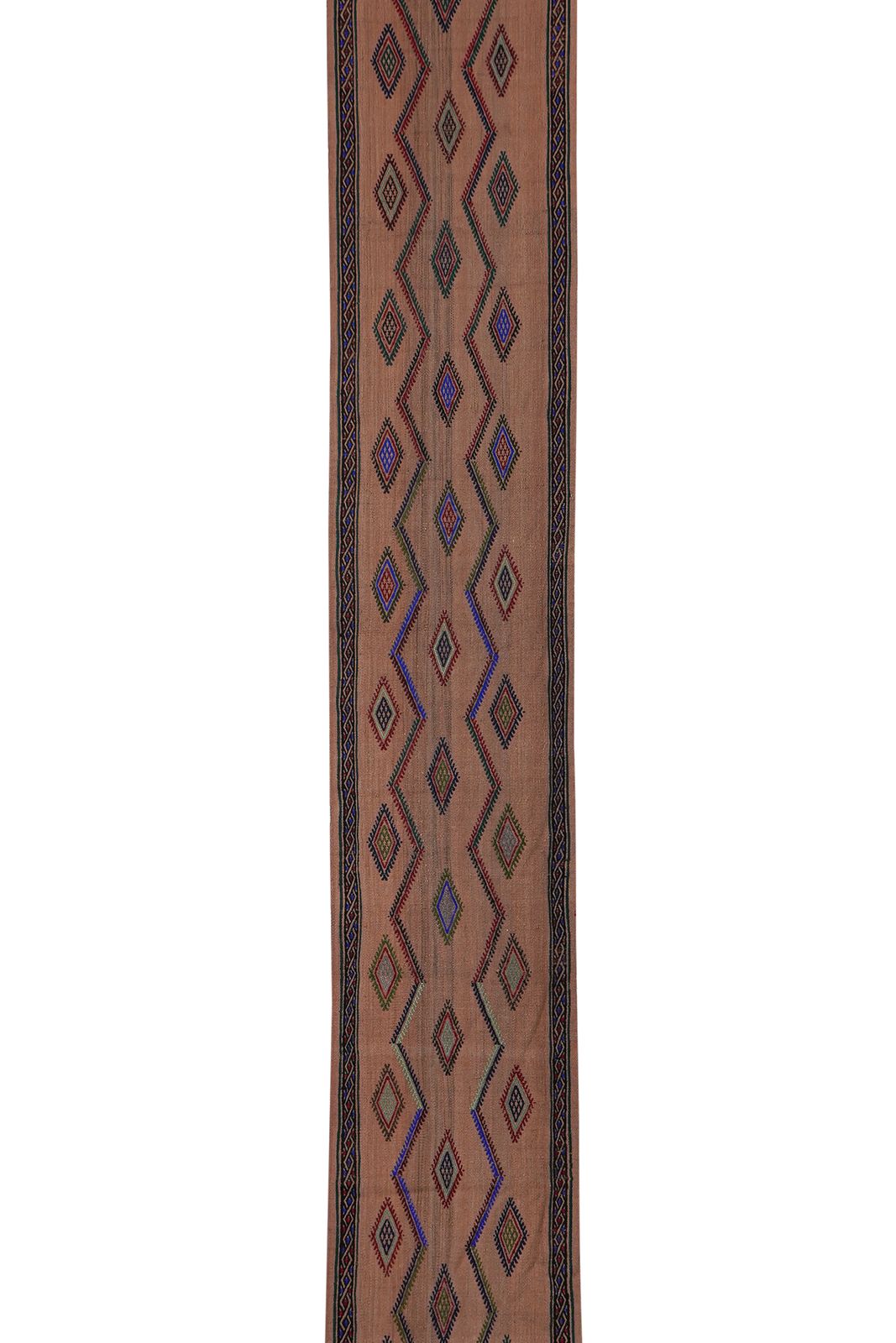 Turkish Jajim Runner With Faded Tribal Motifs 1'7'' X 12'6'' photo buy