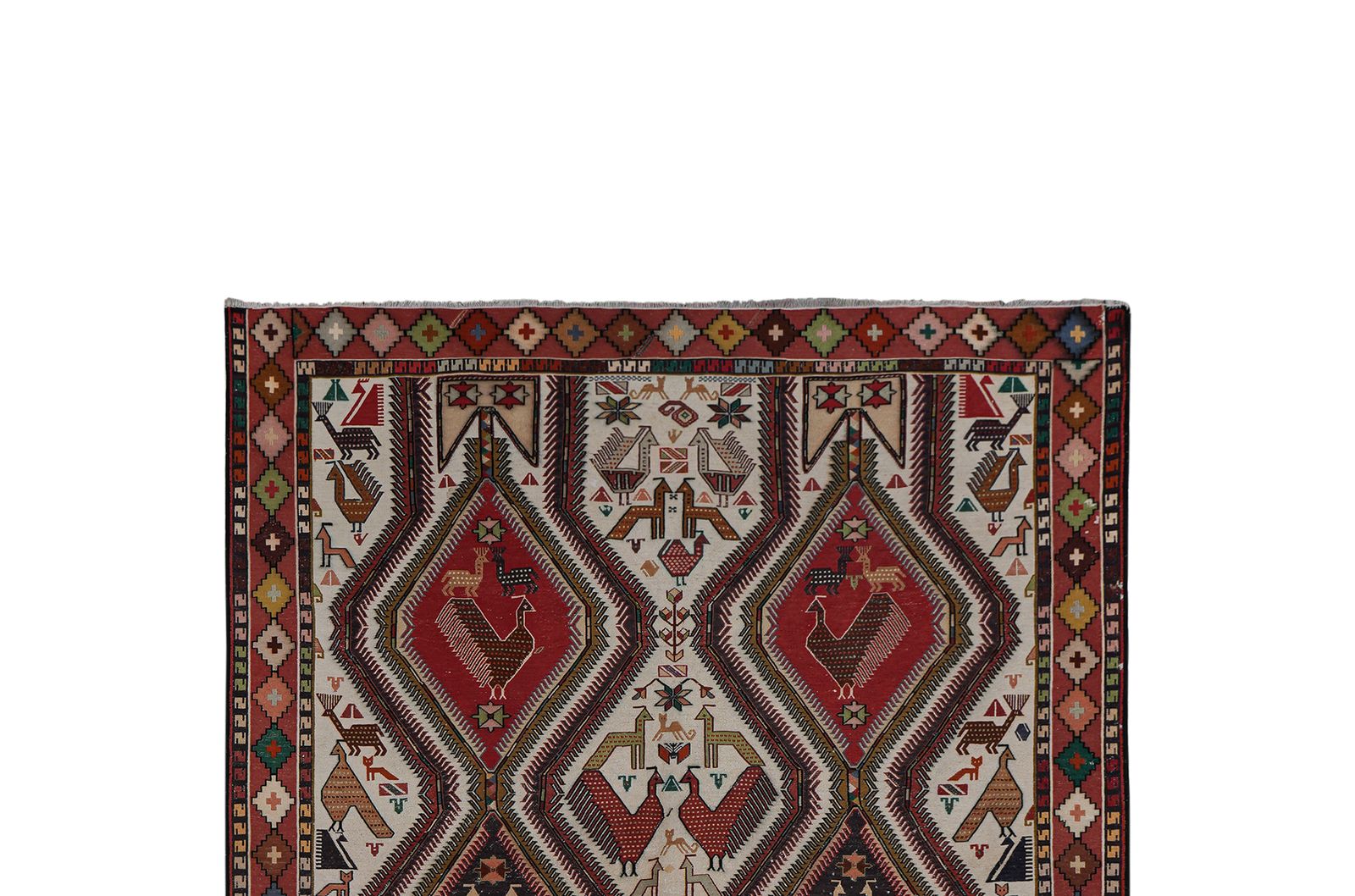 Vintage Animal Pattern Soumac Kilim Rug 6'2'' X 9'5'' photo vinterior