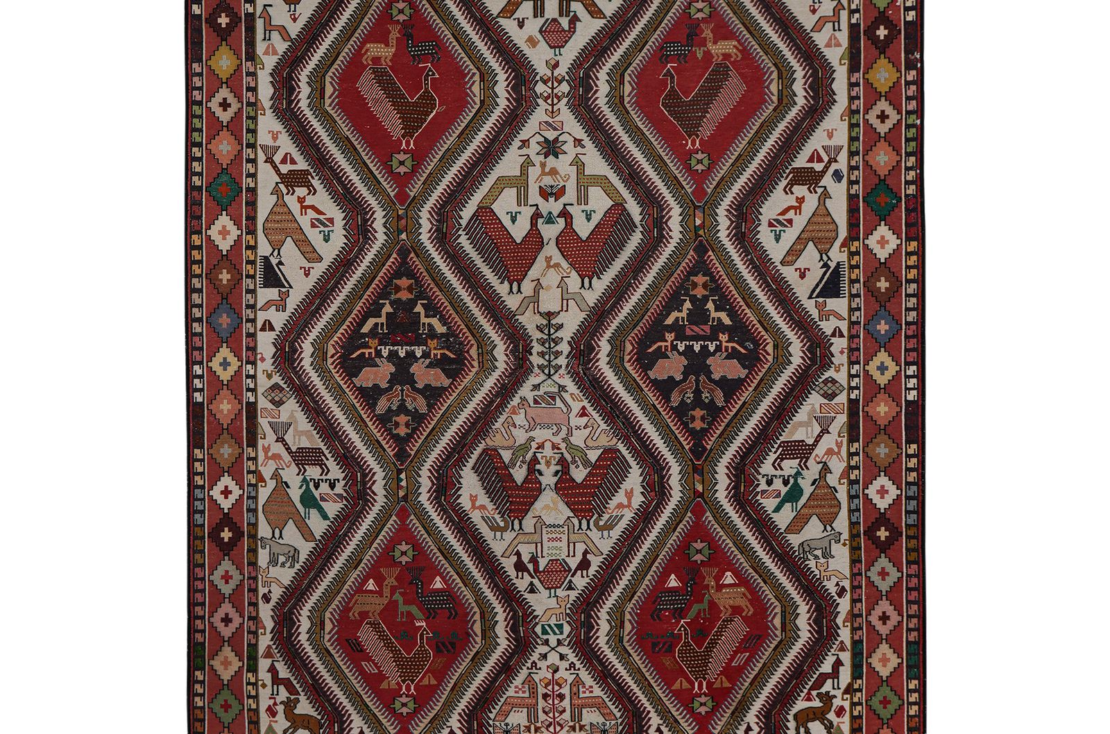 photo furniture Vintage Animal Pattern Soumac Kilim Rug 6'2'' X 9'5''