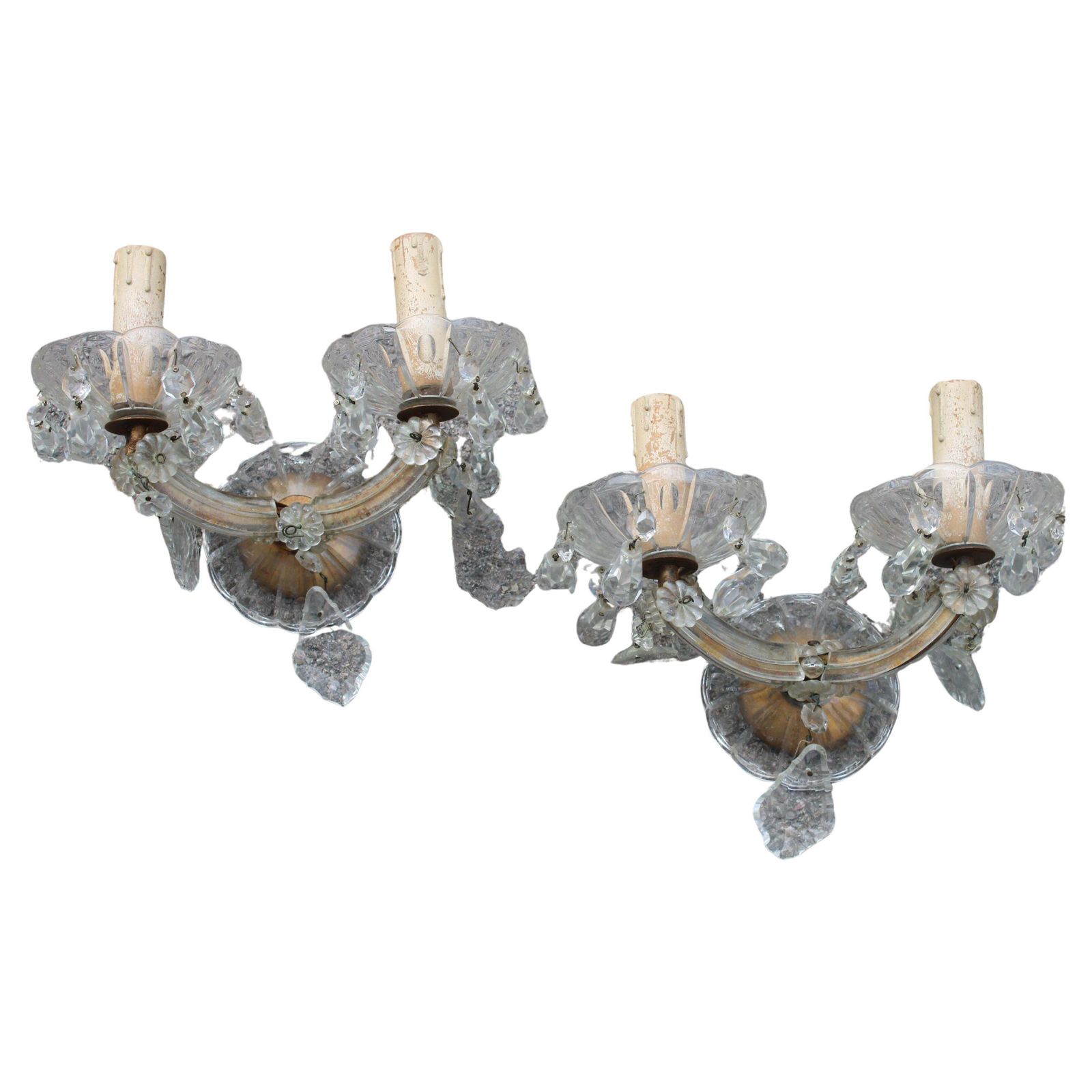 Pair Of Maria Theresa Crystal Wall Lamps 1940