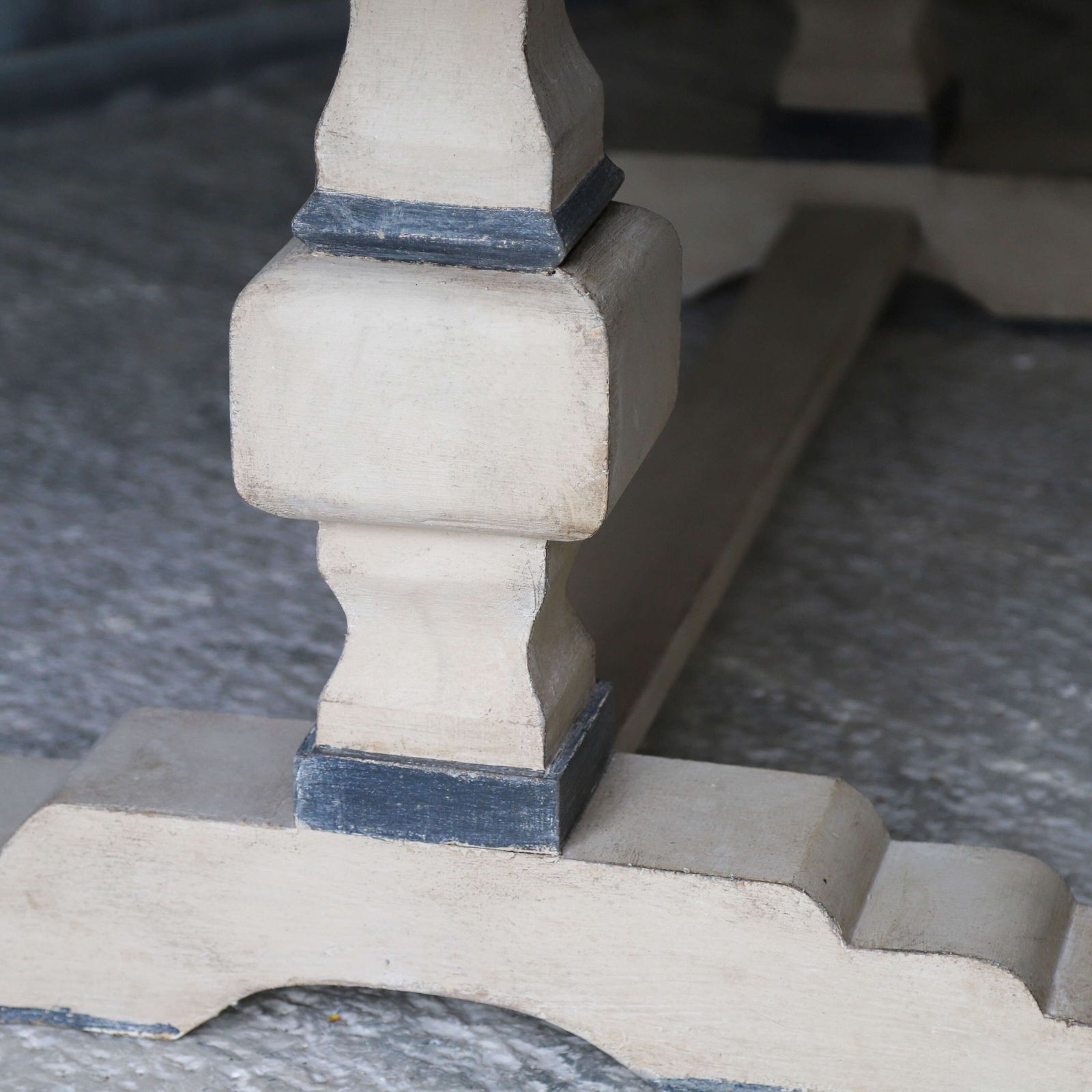 photo furniture French Mid 20th Century Refectory Farmhouse Style Table   Later Geometric Painted Finish