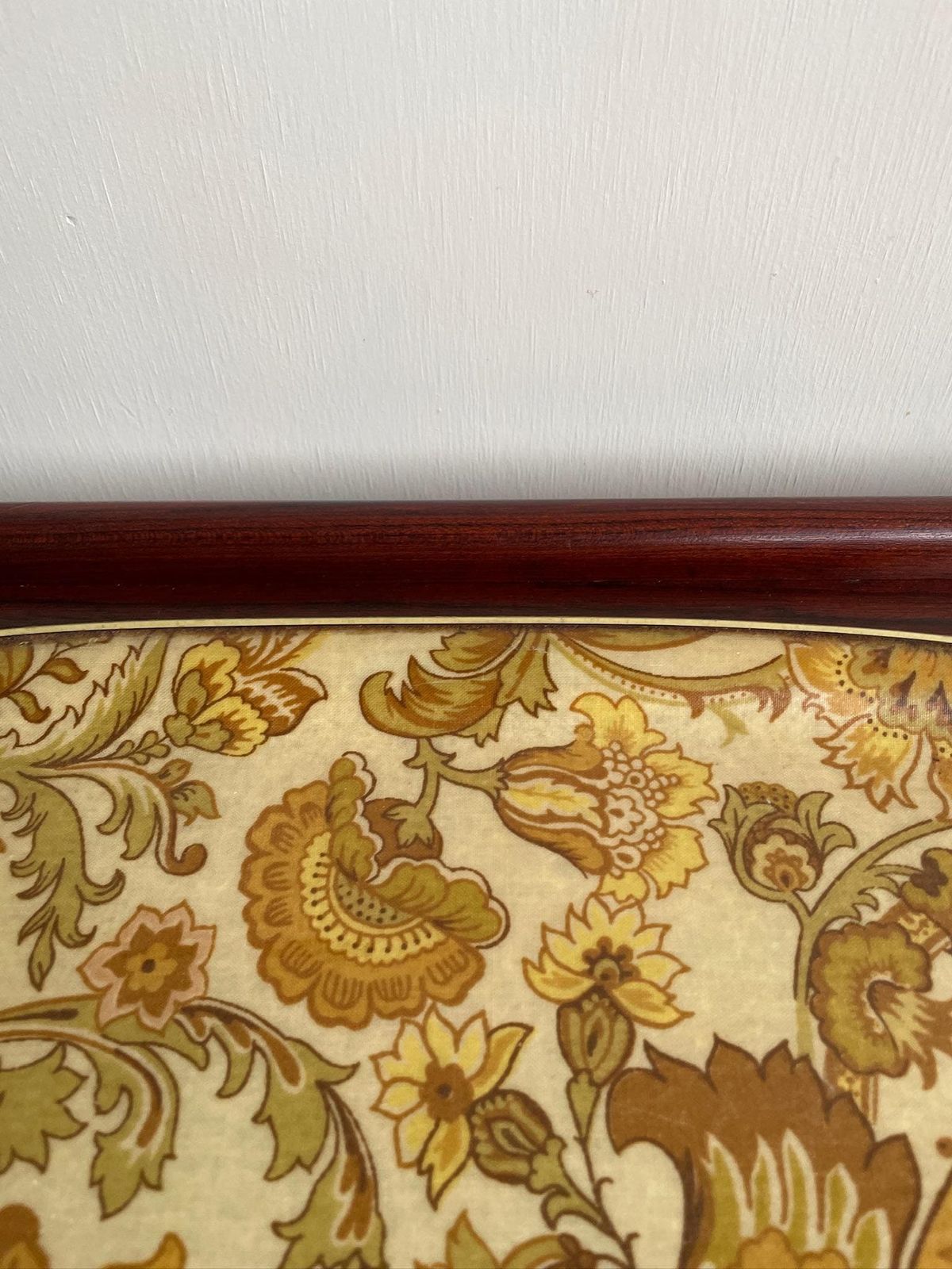 Large Fibreglass Tray Kitsch Yellow Beige Orange Floral Leaves From 1970s photo 54.0