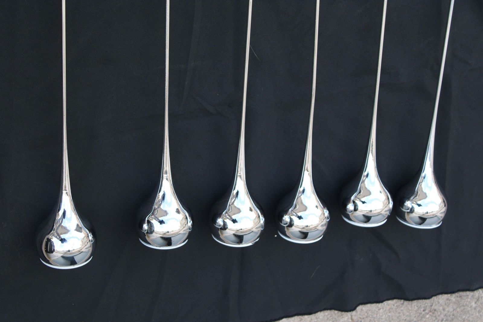 Esperia Minimal Trumpet Chandelier In Chromed Metal 1970 photo 785.0