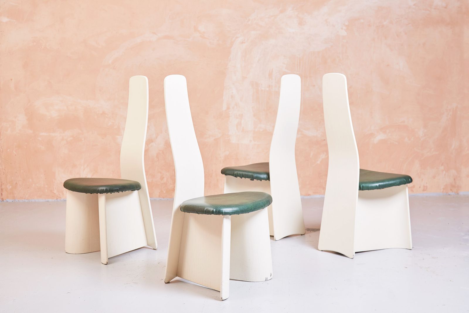 G Plan "New Seasons" Dining Chairs In White Ash   Postmodern And Rare