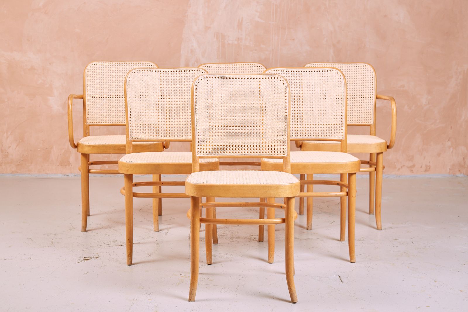 Set Of Six Prague Chairs By Josef Hoffmann And Josef Frank, Bentwood And Cane, 1930s photo furniture