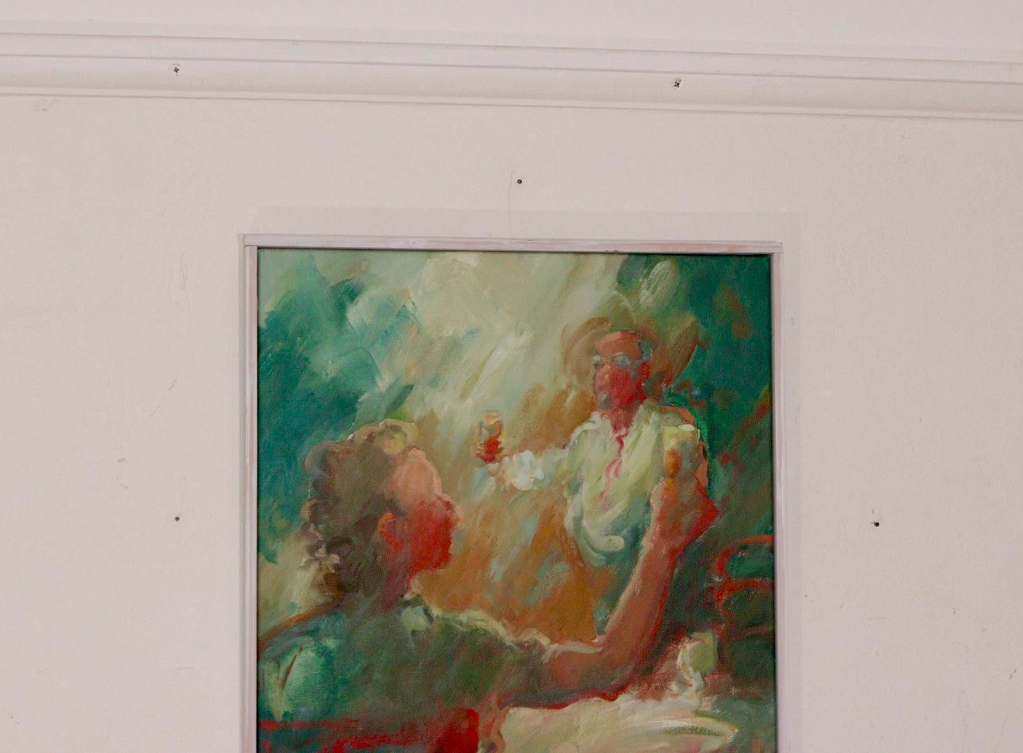 Mid Century Original Swedish Oil On Canvas "Toast " By Carina Nordborg..    Vintage & Framed photo 285.0