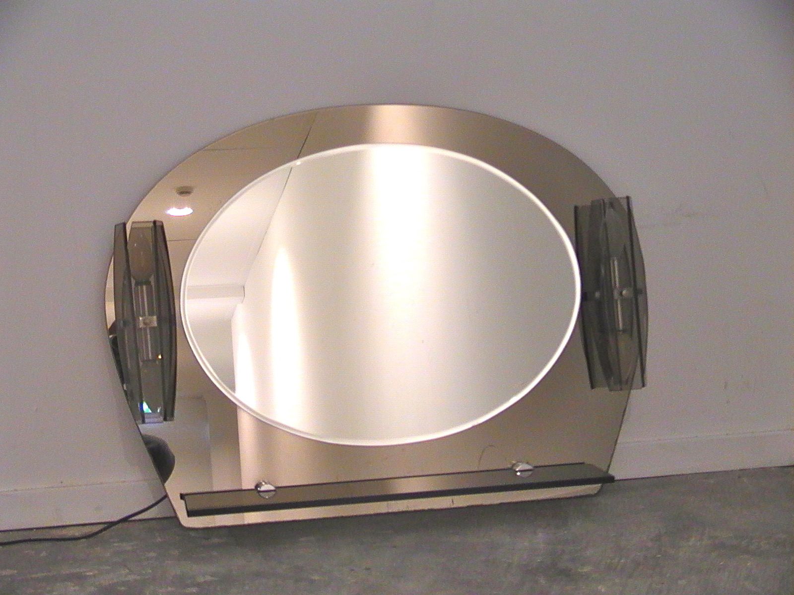 Mid Century Italian Mirror With Sconces & Console photo for sale