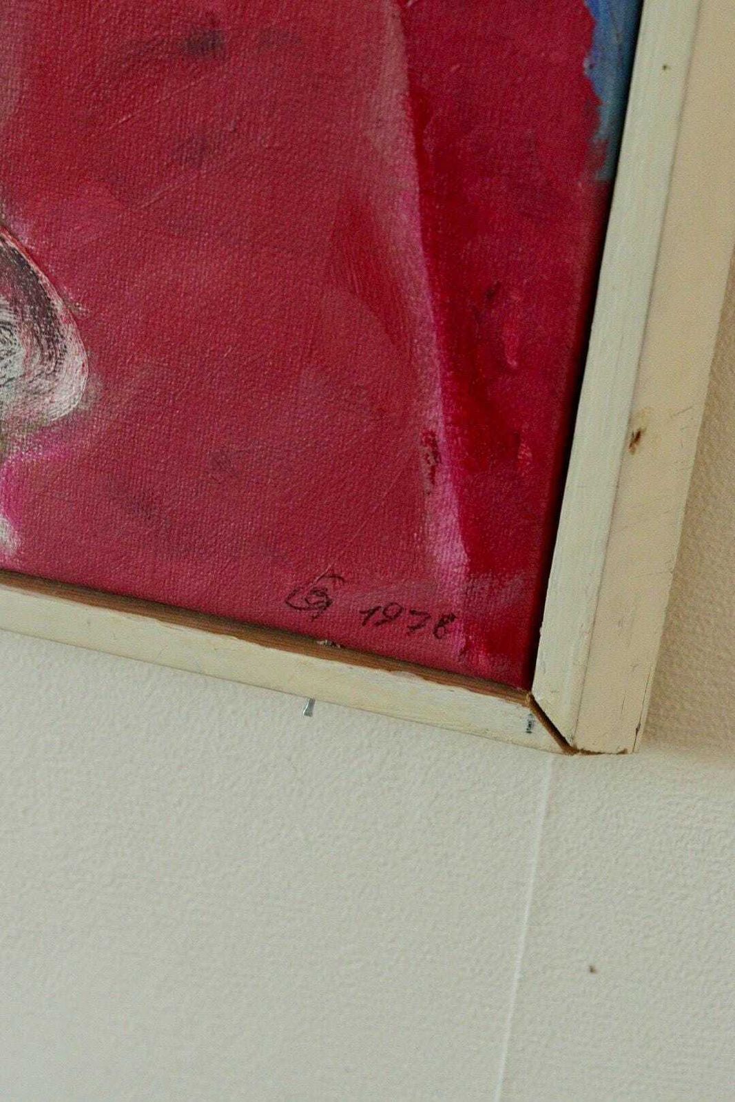 Mid Century Original Swedish Oil On Canvas "Woman And A Vase " By Björn Gyllenhammar   Vintage & Framed photo vinterior