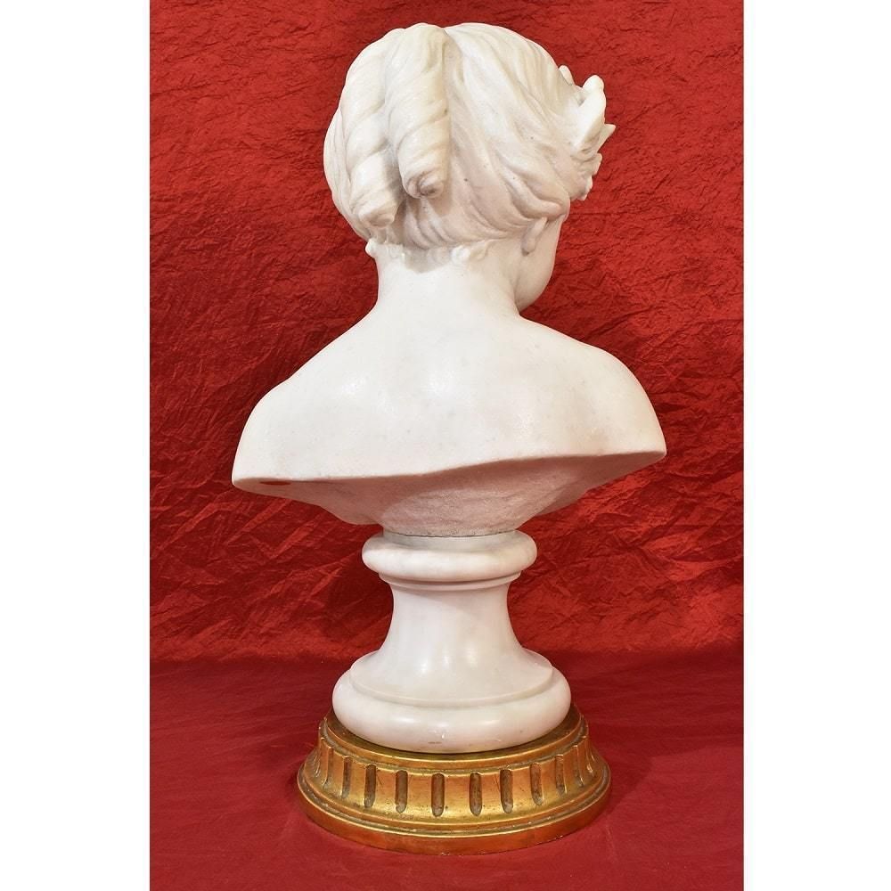 photo for sale Antique Marble, Bust Of Young Girl Sculpture, 19th Century. (Stma63)