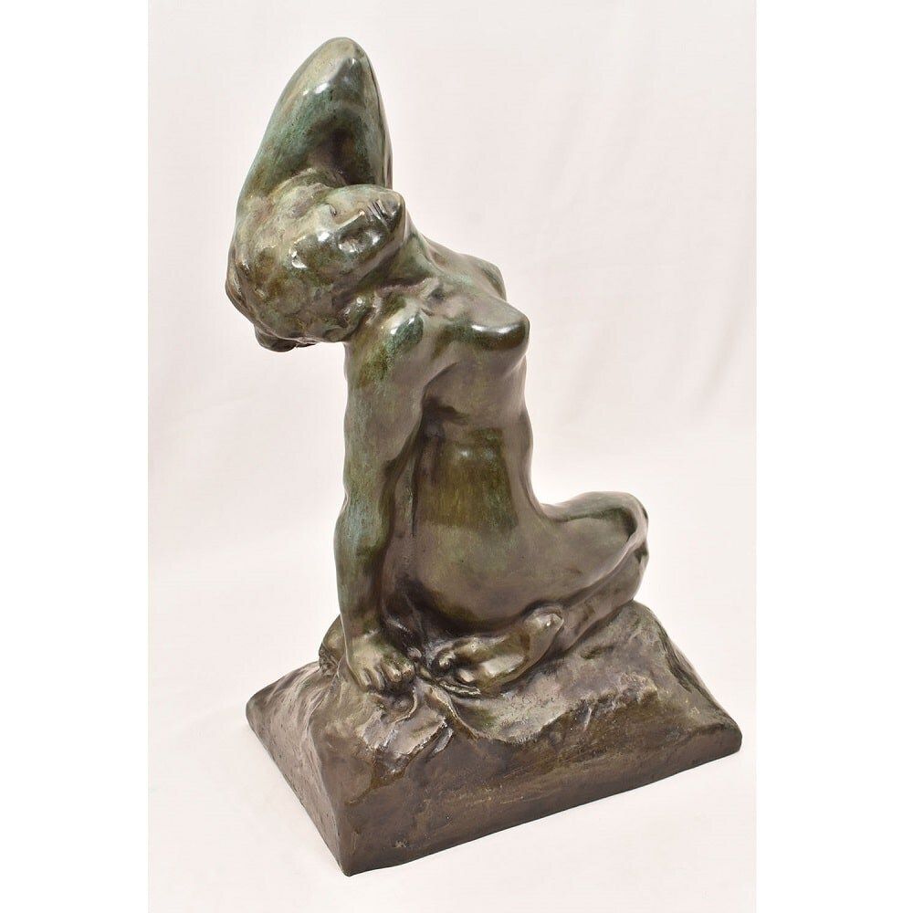 Antique Bronze Statues, Naked Woman, Amedeo Gennarelli, 20th Century, Art Deco. (Stb89) photo Art