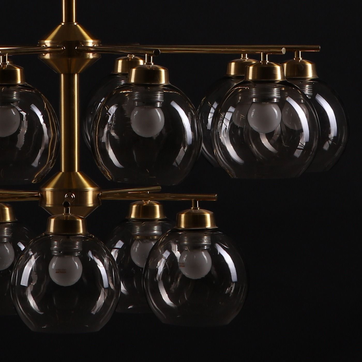 Holger Johansson Large Chandelier In Brass And Glass, 1960s photo 10500.0