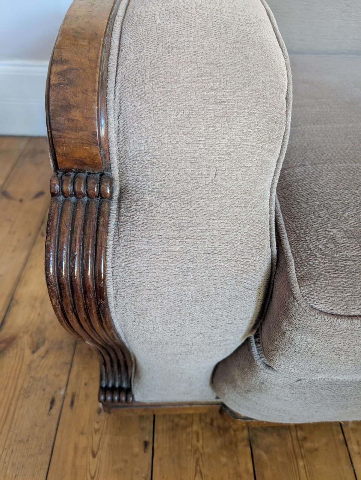 Art Deco Pair Of Armchairs With Walnut Trim, Recently Re Upholstered, Super Comfy. photo furniture