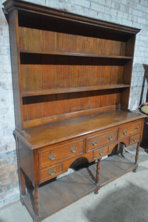Victorian Oak Welsh Plate Back Dresser. photo for sale