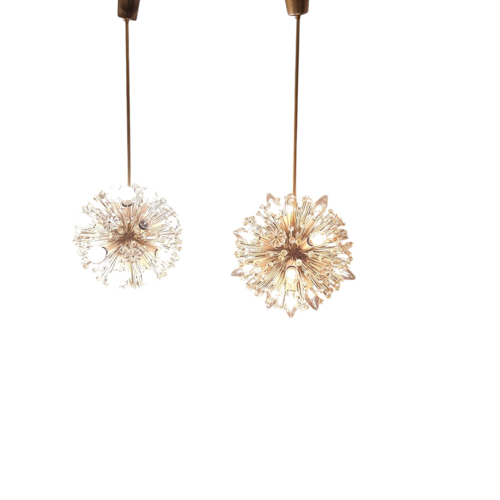 Set Of 2 Snowball Starburst Sputnik Chandeliers By Emil Stejnar For Rupert Nikoll, 1960s