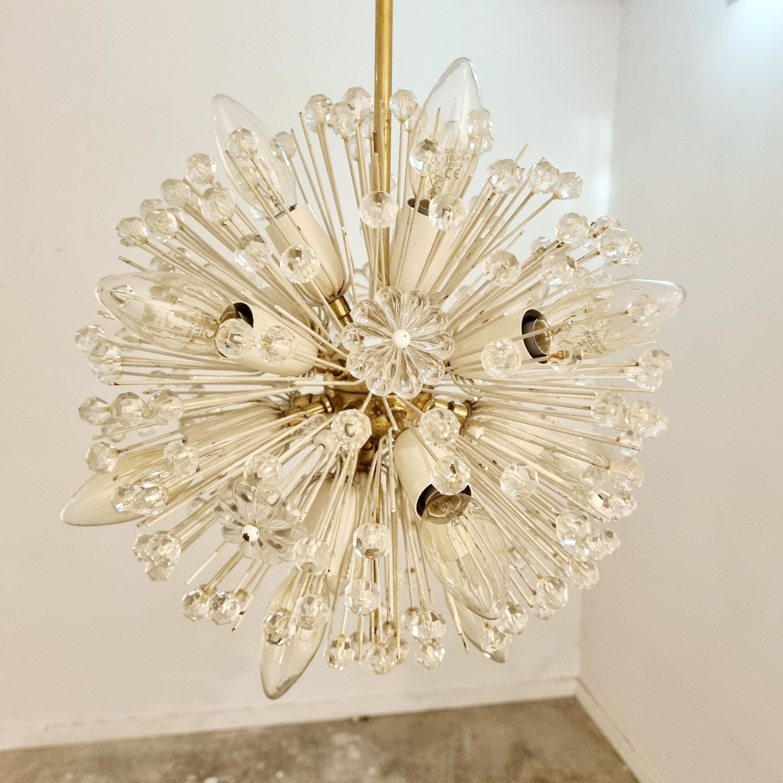 Set Of 2 Snowball Starburst Sputnik Chandeliers By Emil Stejnar For Rupert Nikoll, 1960s photo 2291.0