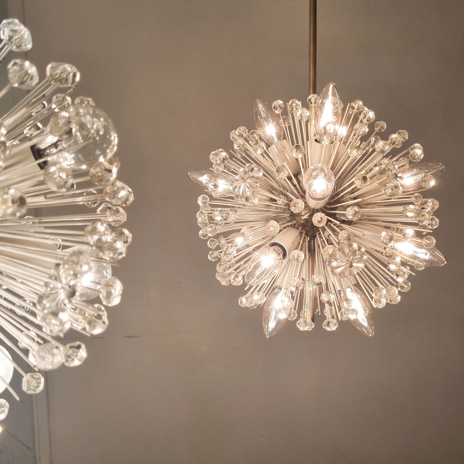 Set Of 2 Snowball Starburst Sputnik Chandeliers By Emil Stejnar For Rupert Nikoll, 1960s photo buy