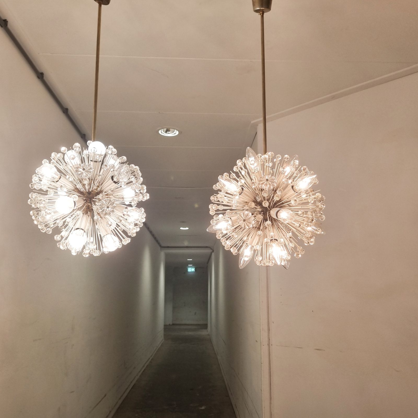 photo furniture Set Of 2 Snowball Starburst Sputnik Chandeliers By Emil Stejnar For Rupert Nikoll, 1960s