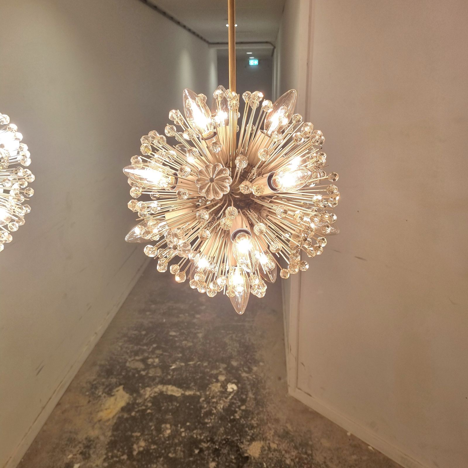 Lighting Set Of 2 Snowball Starburst Sputnik Chandeliers By Emil Stejnar For Rupert Nikoll, 1960s photo