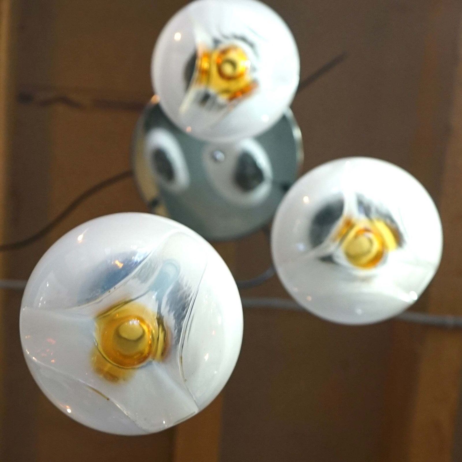 Rare Mazzega Murano Triple Pendant Light Fitting photo Lighting