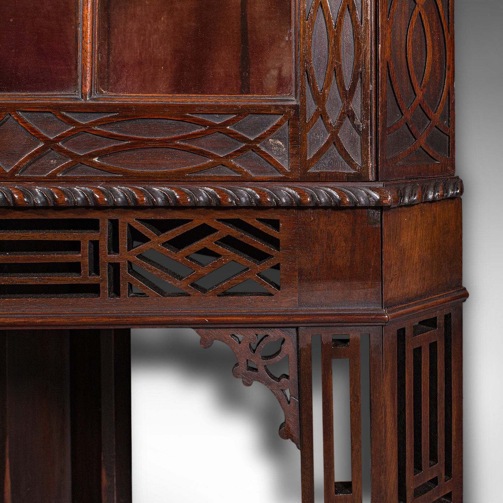 photo for sale Antique Porcelain Corner Display Cabinet, English, Chippendale Taste, Victorian