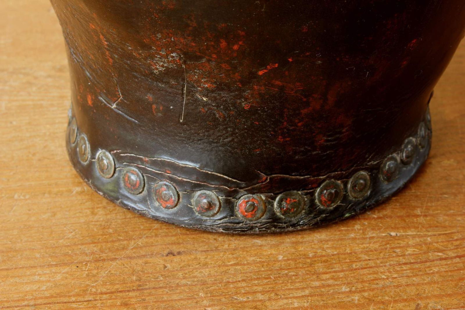 Georgian Leather Fire Bucket. Copper Studded Waste Paper Basket. C1800. photo vintage