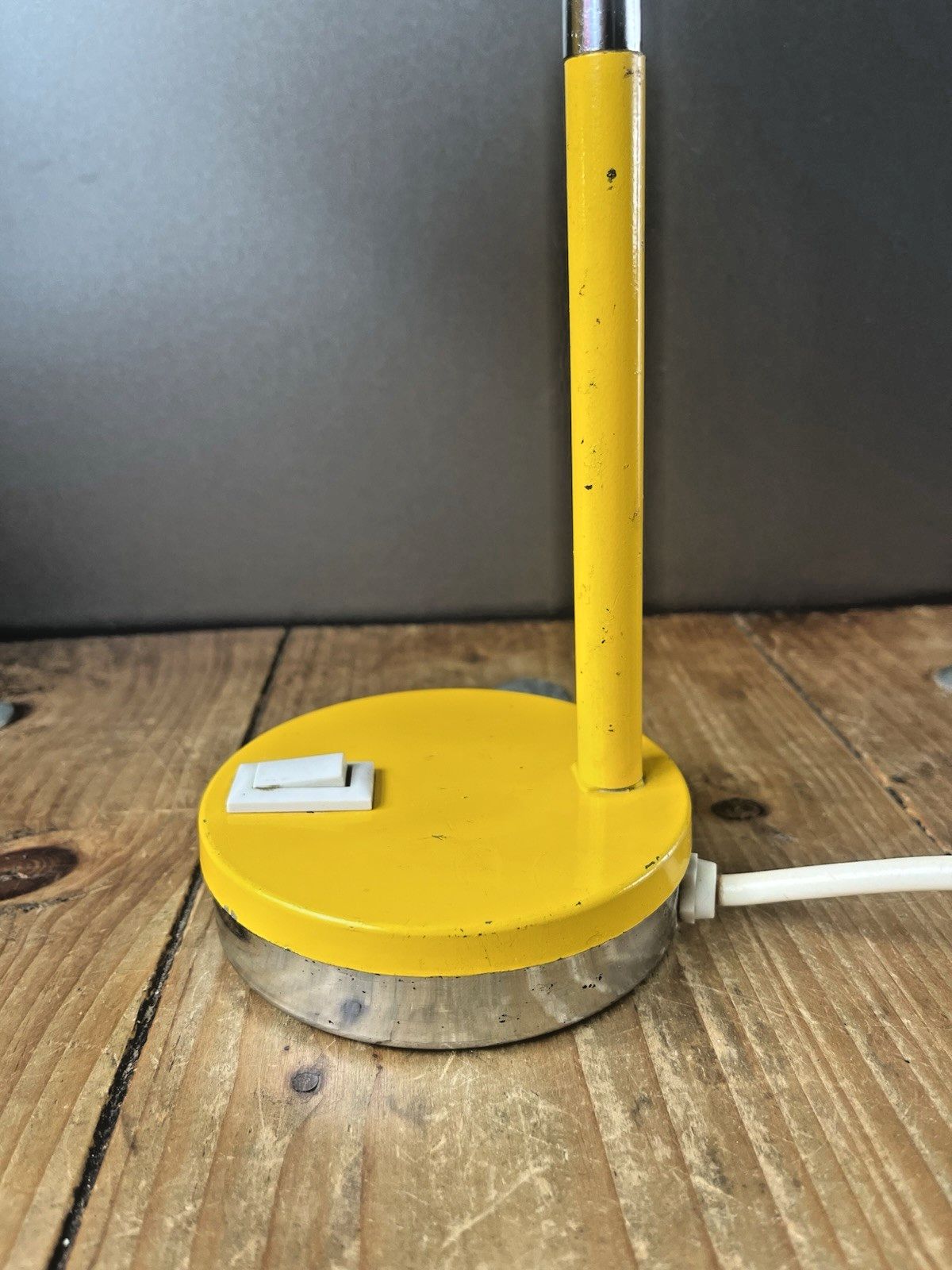 Mid Century Bright Yellow Chrome 60's 70's Gooseneck Desk Lamp Light Sis Germany photo vintage