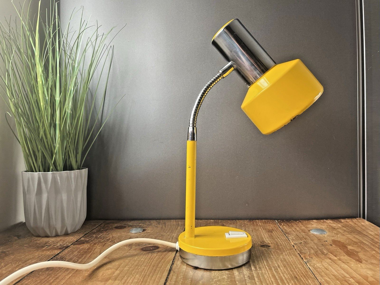 photo for sale Mid Century Bright Yellow Chrome 60's 70's Gooseneck Desk Lamp Light Sis Germany