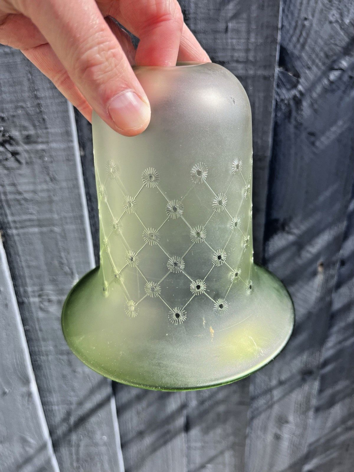 Satin Frosted Glass Sunflower Floral Etched Bell Lamp Shade Victorian Antique photo Lighting