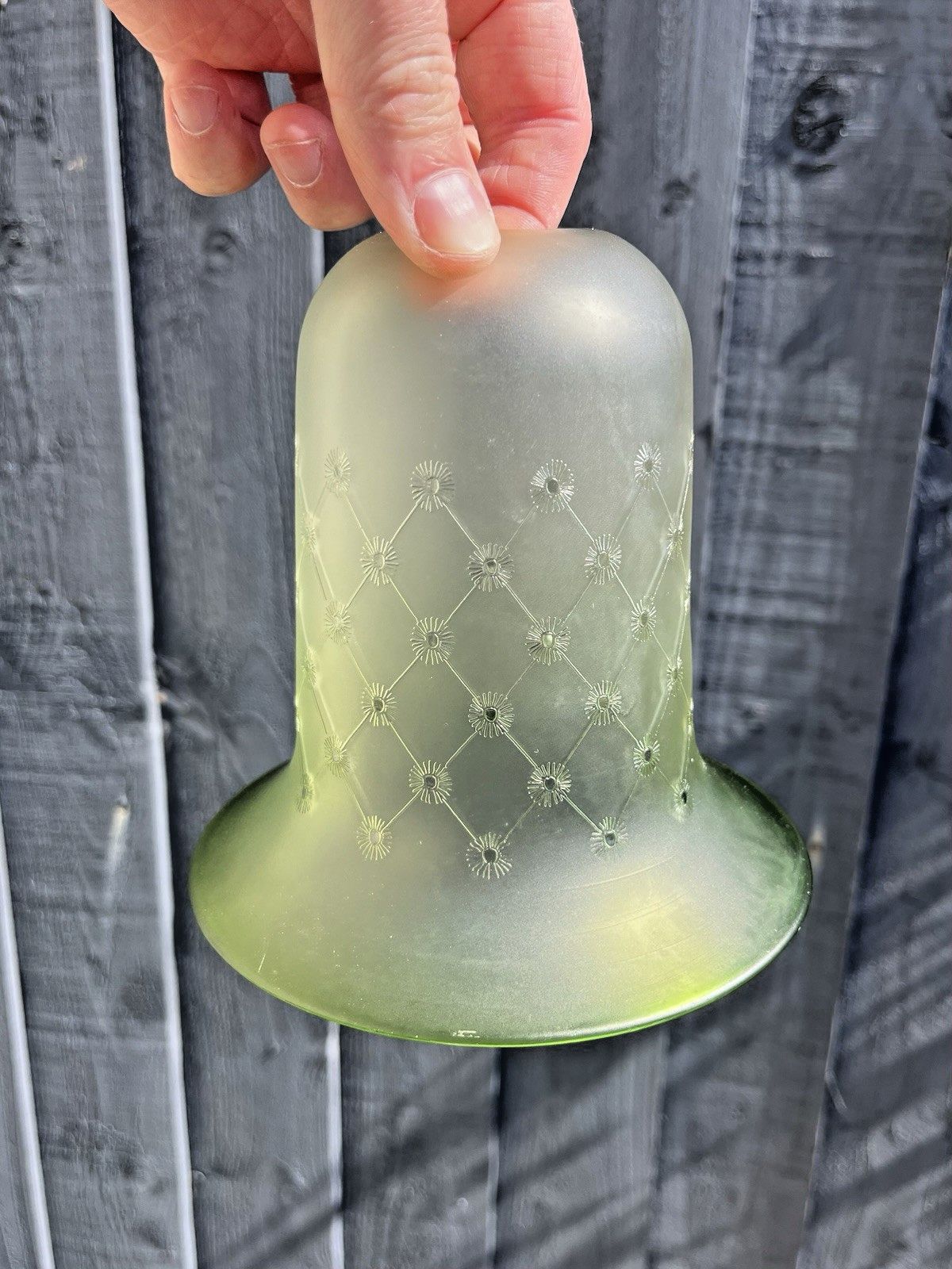 Satin Frosted Glass Sunflower Floral Etched Bell Lamp Shade Victorian Antique photo vinterior