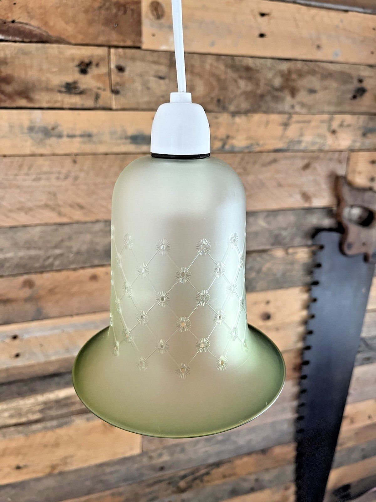 Lighting Satin Frosted Glass Sunflower Floral Etched Bell Lamp Shade Victorian Antique photo