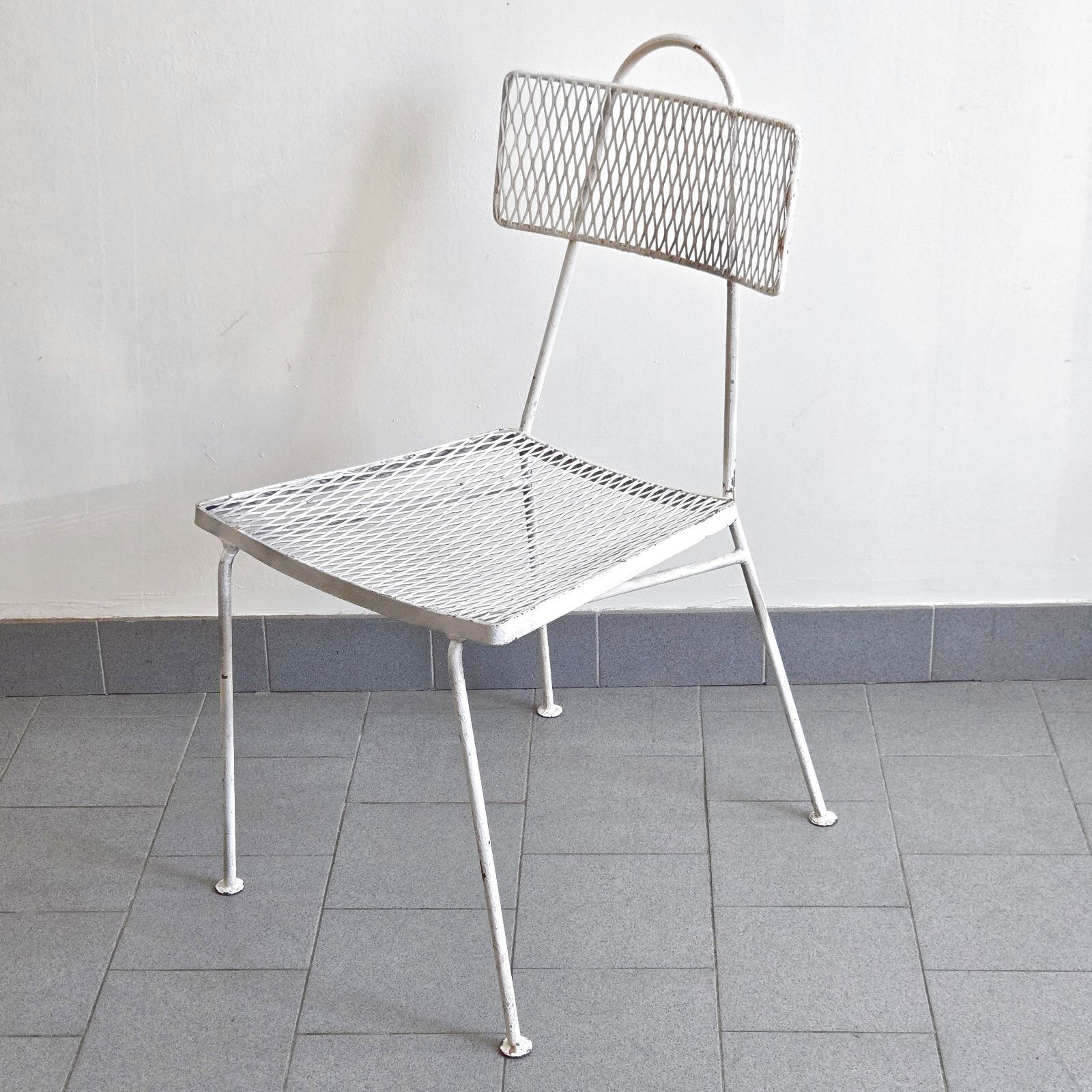 Pair Of Vintage 1950 White Lacquer Metal Chairs Dlg Mathieu Mategot 50s photo furniture