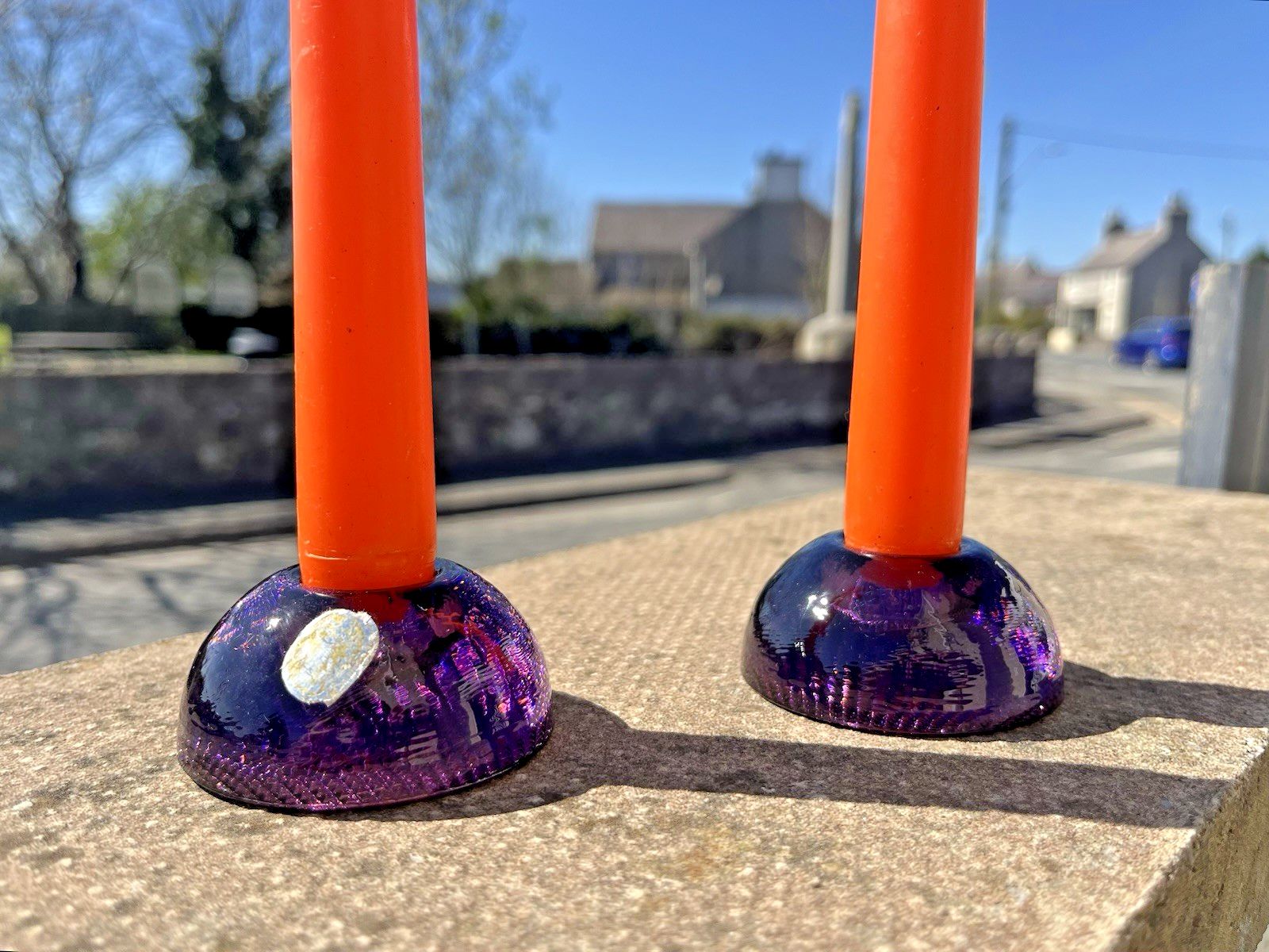Pair Of Mid Century Modern 60's Czech Bohemia Glass Pebble Candle Holders 70's photo furniture