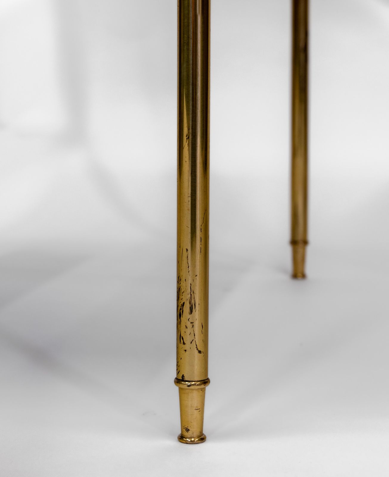 photo vinterior Pair Of Mid Century Gilt Metal & Leather Etagere End Tables French 1950